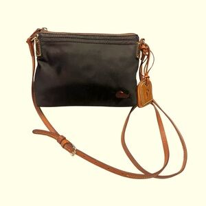Vintage Dooney & Bourke Nylon Crossbody Bag | Black Duck Tag Y2K Saddle Leather